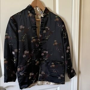 Reversible Floral Black/Cream Silk Jacket